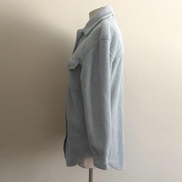 Joie FLEECED Flannel SHACKET Light Blue Button up Jacket sz XS - Picture 4 of 5